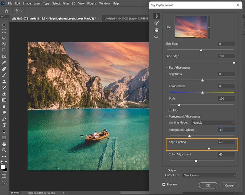 Adobe Photoshop 23.3 - Control deslizante Edge Lighting