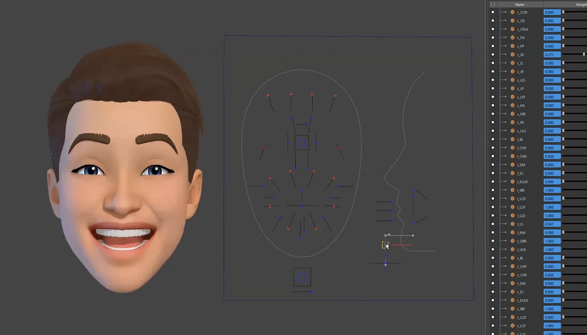 Panel de configuración para animar avatares 3D