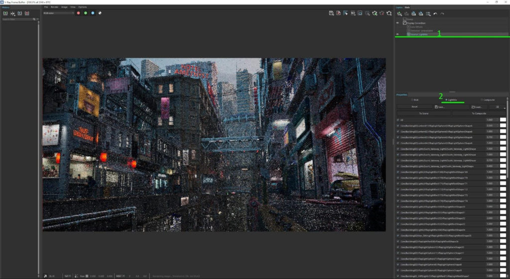 Trabajando con la iluminación la escena Cyberpunk con Vray y Autodesk Maya