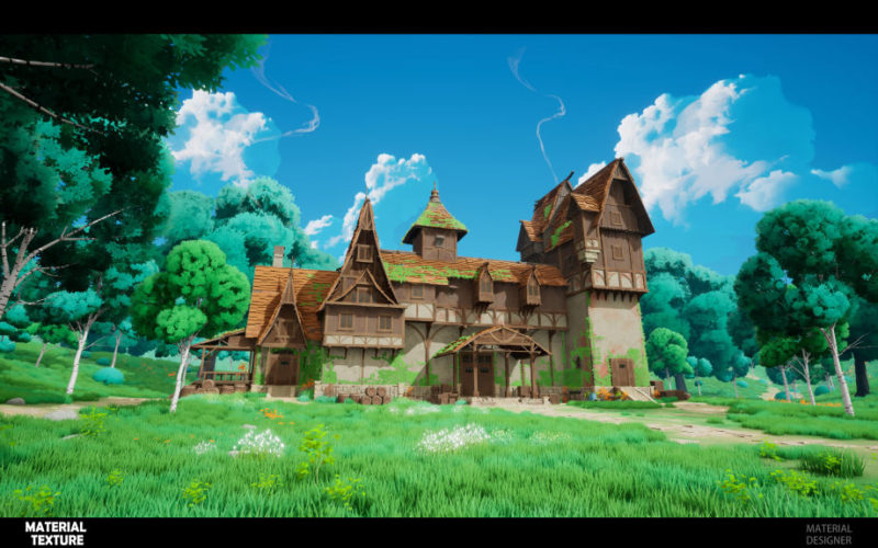 Escena estilo Ghibli en Substance 3D Designer