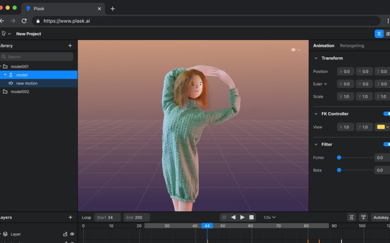 Plask permite animar personajes 3D con IA
