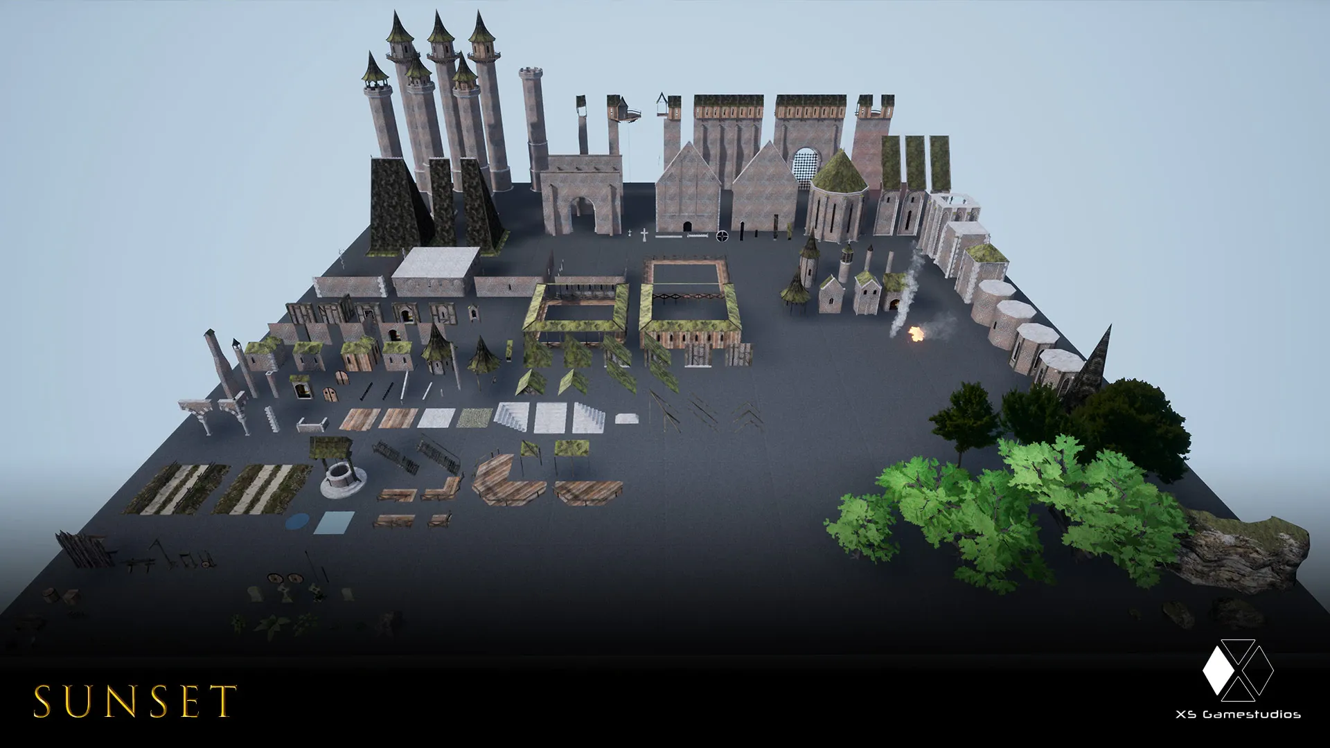 Características del conjunto de edificios medievales 3D