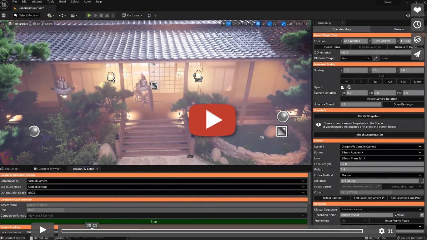 DragonFly cámara virtual para Unreal Engine y Autodesk Maya - video