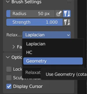 Muestra la geometría para relajar la malla en Blender 3.4