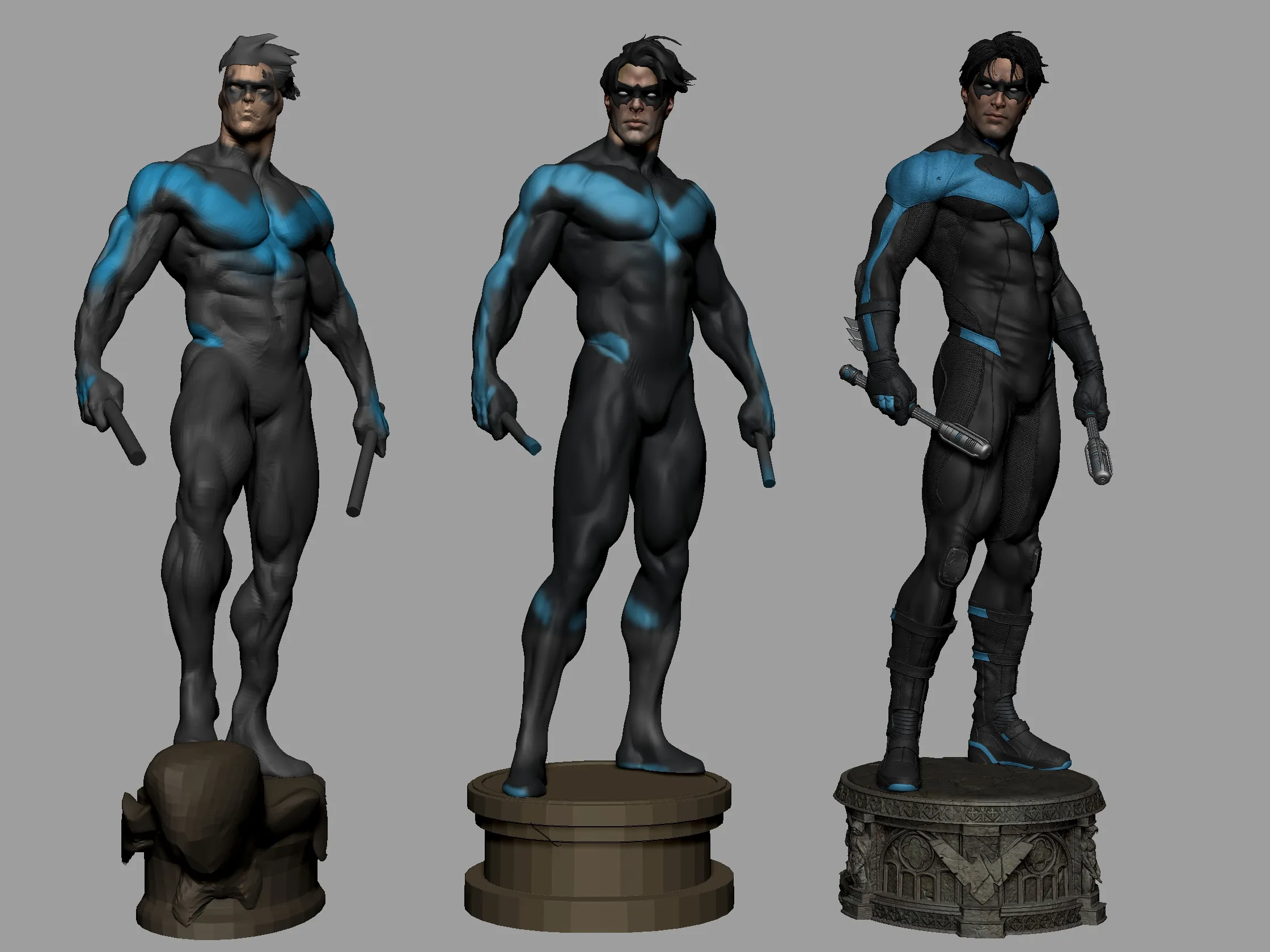 Nightwing - proceso de escultura y texturizado en 3D