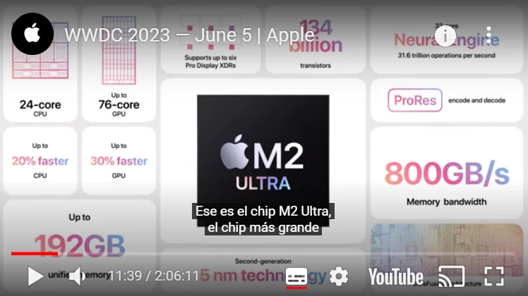 Video de presentación del M2 Ultra