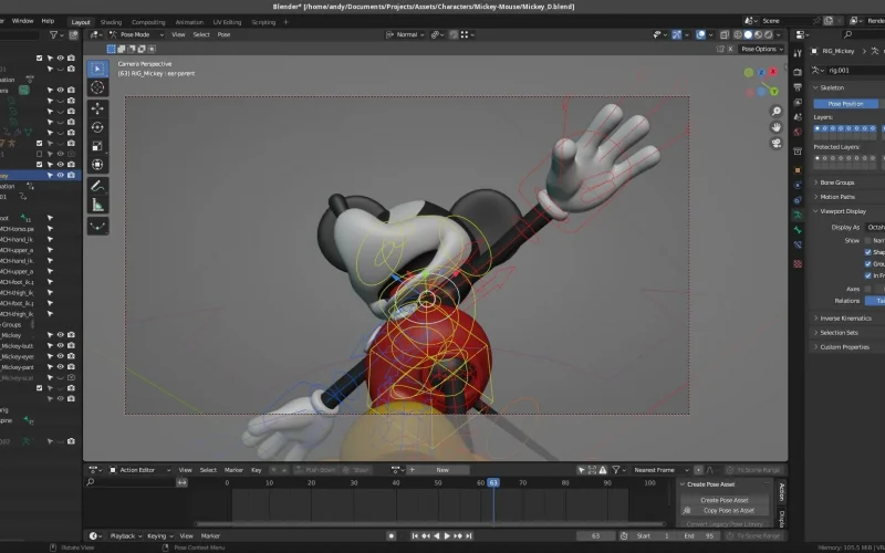 Las icónicas orejas de Mickey Mouse recreadas con Blender, estas renacen en el mundo 3D gracias a la habilidad del artista Andy Cuccaro, quien ha logrado una recreación sorprendentemente precisa utilizando la plataforma Blender.