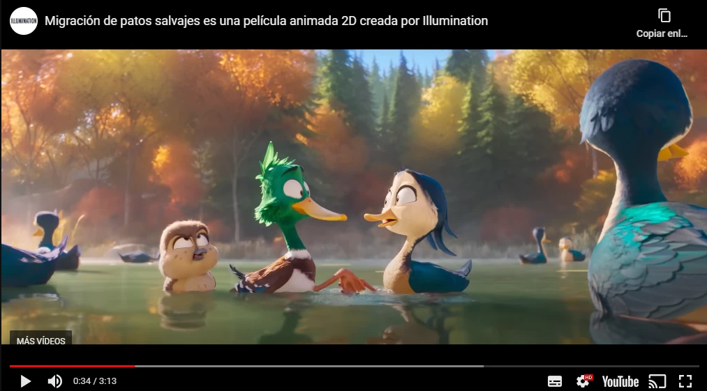 Migración de patos salvajes es una película animada 2D creada por Illumination