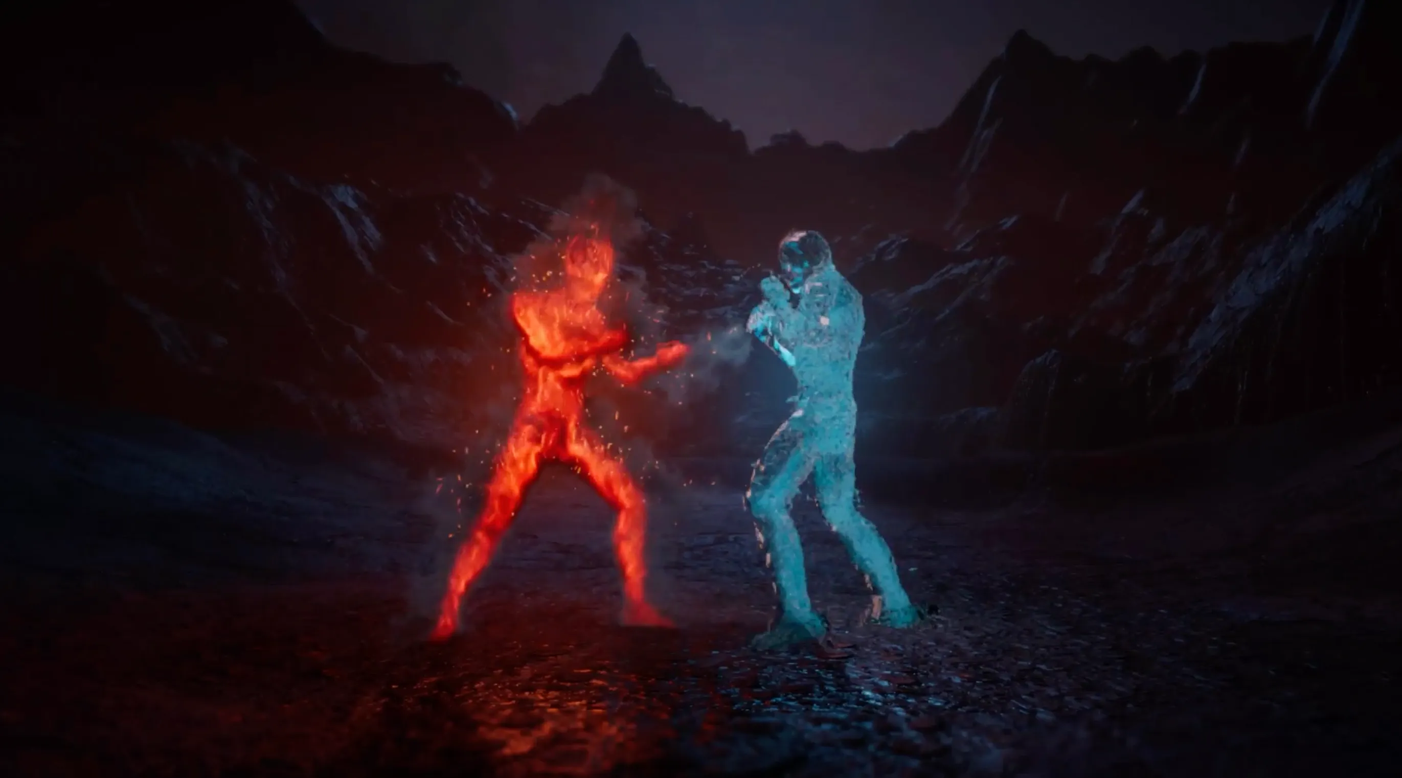 Batalla 3D entre fuego y agua