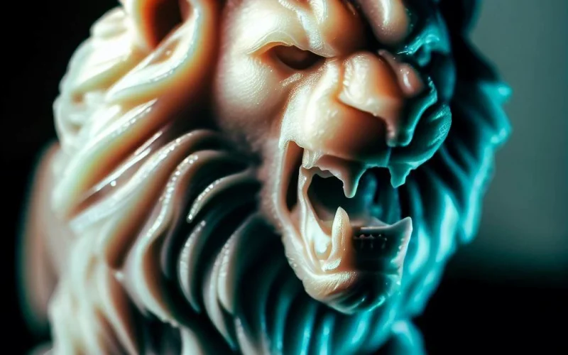 Figura de un león impreso con resina