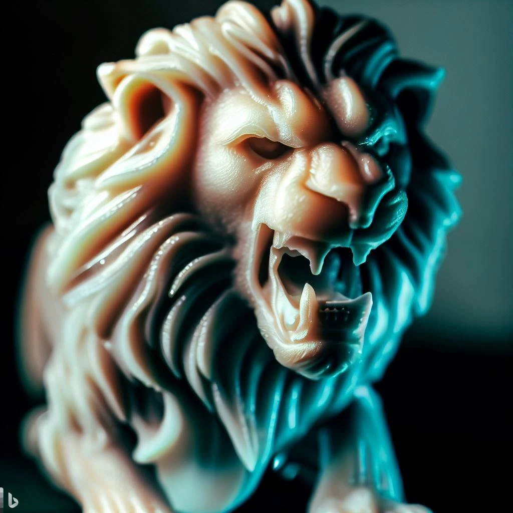 Figura de un león impreso con resina